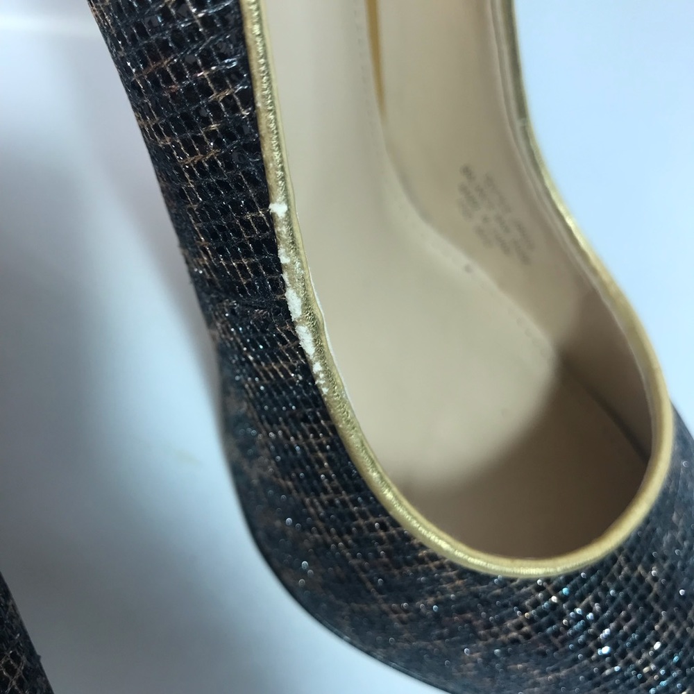 Enzo Angiolini Eainfinti Infinity Black Gold Metallic Cheetah Print Pumps - Picture 14 of 16